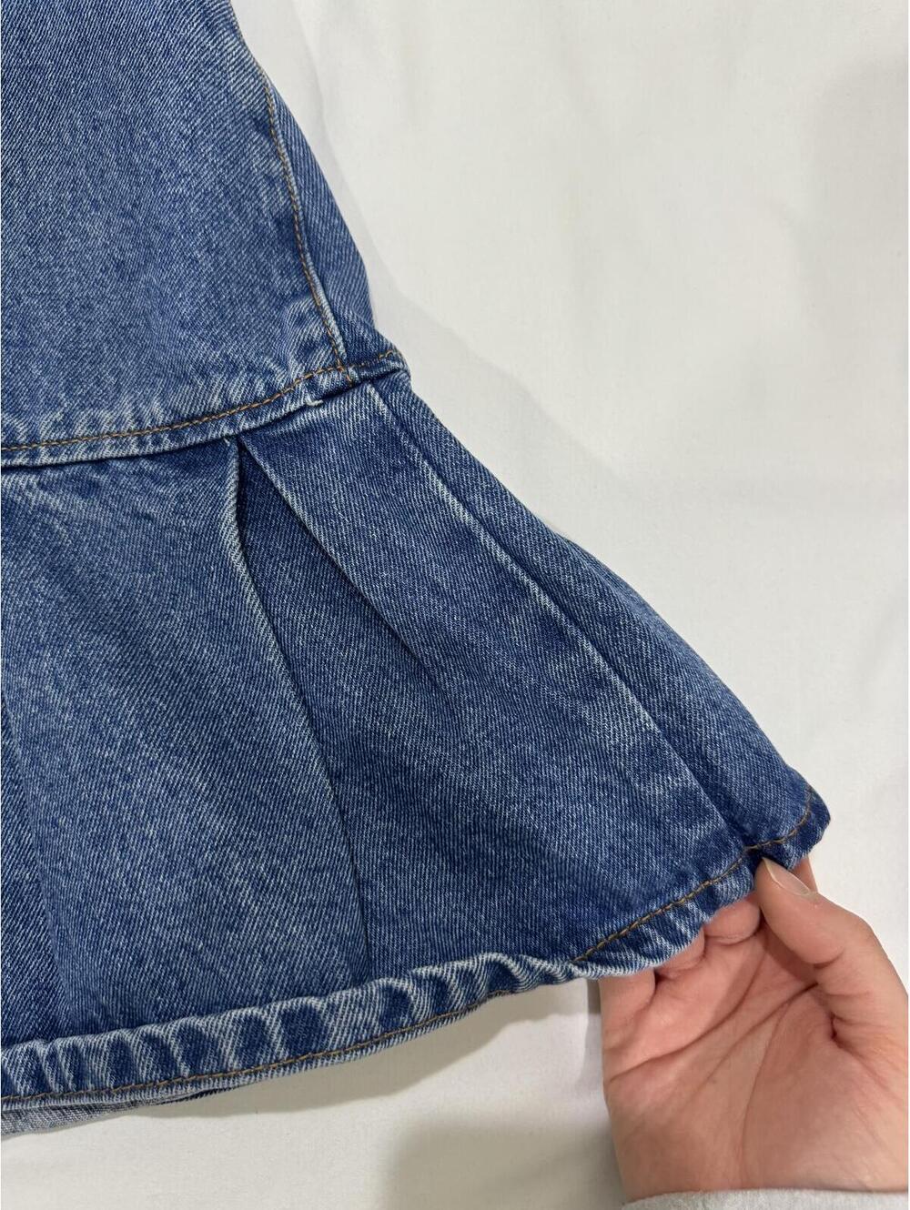 Lioness Denim Pleated Mini Skirt Medium Blue Wash Y2K Flare Drop Waist Flirt - Picture 5 of 9